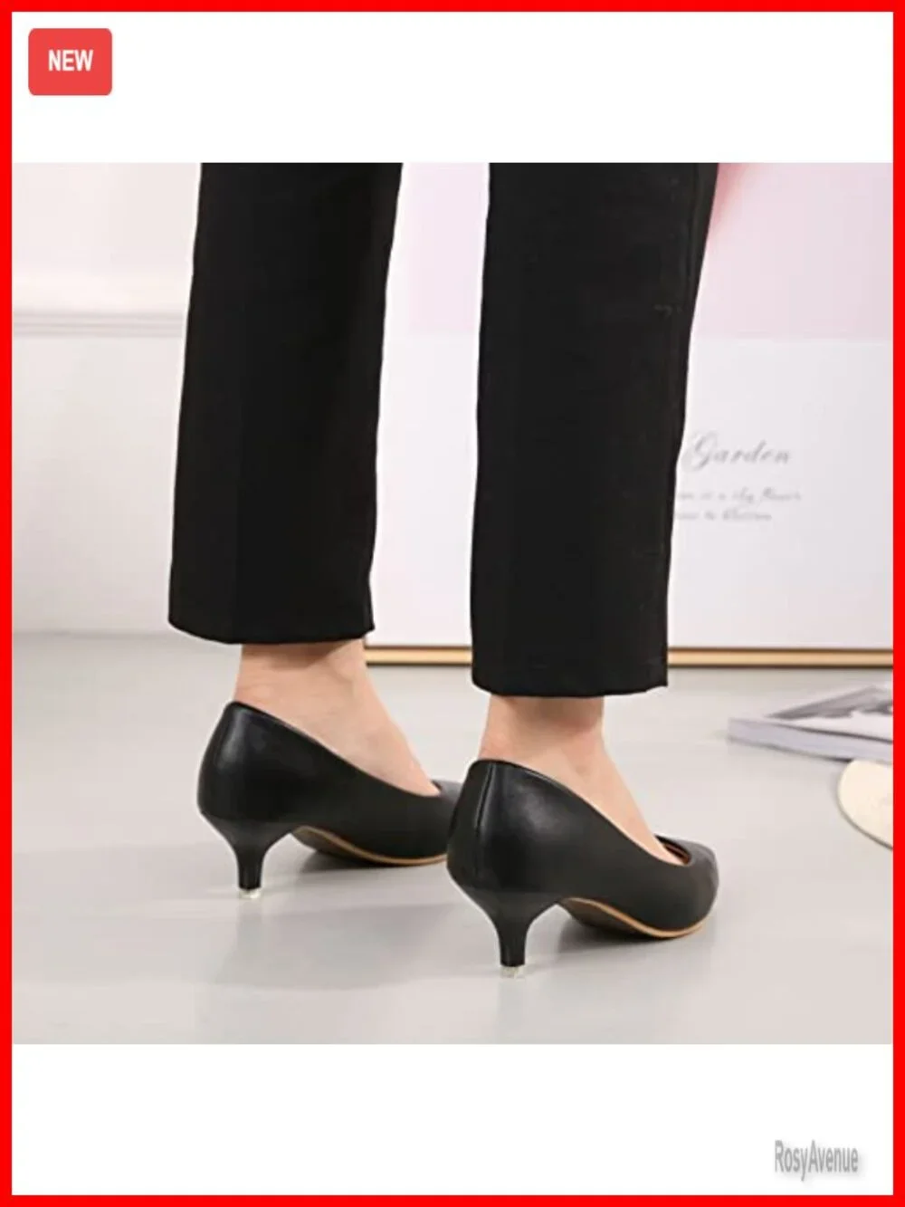 Classic 2-Inch Kitten Heel Pumps Faux Leather Memory Foam Work Heels